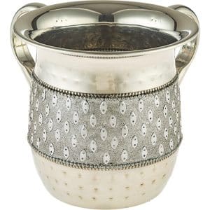 Decorated Stainless Steel Platter with Silver Dots