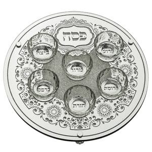 צלחת לפסח יוקרתית עשויה מזכוכית עם עיטורים