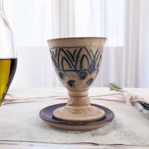 Ceramic Kiddush Cup on a Stem - 'Arches'