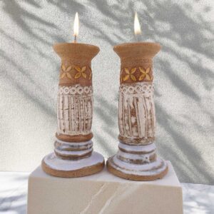 Ceramic Shabbat Candle Holders - 'Lace'
