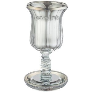 Huge and Impressive Kiddush Cup Made of Silver-Tinted Crystal with a Designed Stem (25 cm)