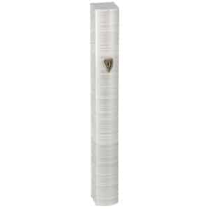 Classic Aluminum Mezuzah Case with Matte Silver Color and Striped Texture - Fits Any Scroll up to 15 cm