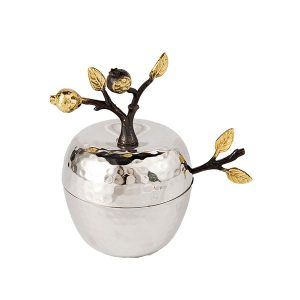 Rosh Hashanah Honey Jar with Matching Spoon - Tree and Birds Design
