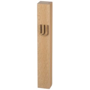 Natural Wood Mezuzah Case with Prominent Letter Shin - Fits Any Scroll Up to 15 cm
