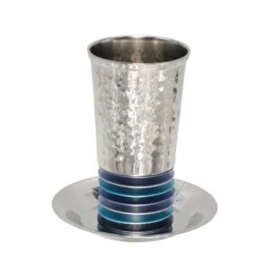 Metal Kiddush Cup on Blue Disc Base