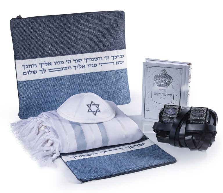 סט תפילין לבר מצווה – דגם "מים ושמיים"