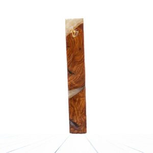 Large Premium Mezuzah Case Epoxy and Olive Wood Handmade - 'Milk'