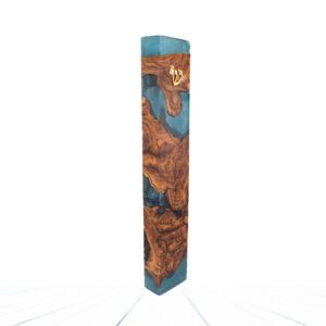 Epoxy and Olive Wood Mezuzah Case Handmade Model 'Shunith' - 26 cm