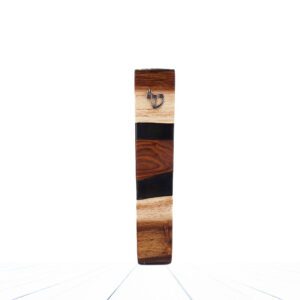 Epoxy and Olive Wood Mezuzah Case Handmade Block 'Stripes' - 21 cm