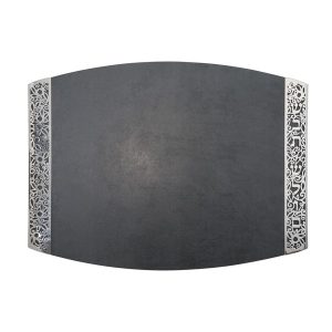 Tray for Shabbat Challot made of Gray Porcelain Decorated with Metal Cutout