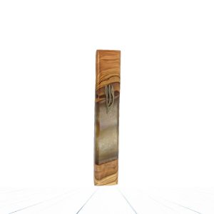 Epoxy and Olive Wood Mezuzah Case Handmade - 'Turning Point' - 19 cm