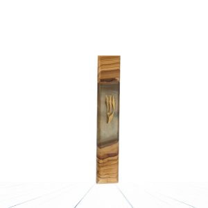 Epoxy and Olive Wood Mezuzah Case Handmade - 'Cafe Latte' 19 cm