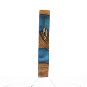 Epoxy and Olive Wood Mezuzah Case Handmade - 'Heaven and Earth' - 23 cm